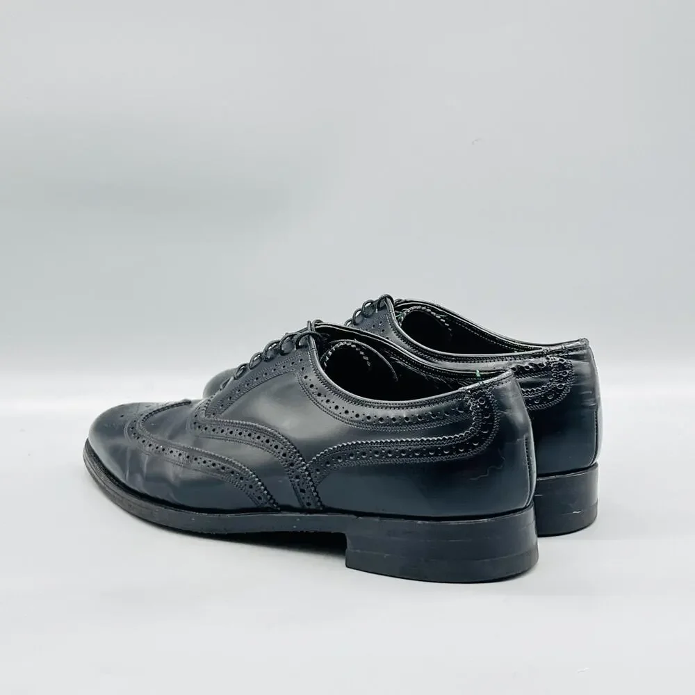 Florsheim Shoes Mens 9.5 Black Leather Imperial Wingtip Oxford Dress Vintage